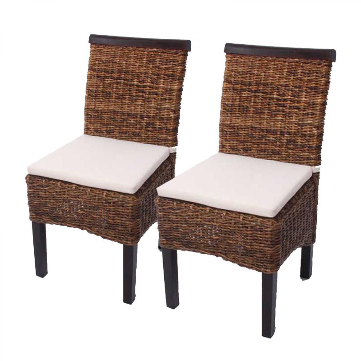 Mendler - Lot de 2 chaises M45, banane tressée, 47x54x93cn, pieds foncés, avec coussin - Chaises