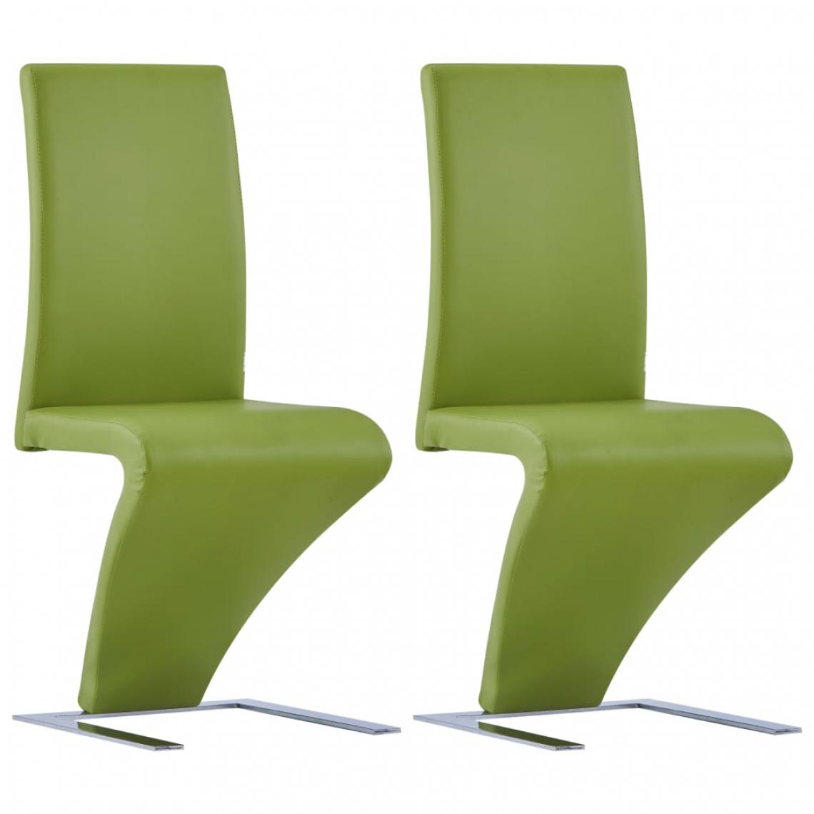 Chunhelife - Chaises à dîner avec forme de zigzag 2 pcs Vert Similicuir - Chaises