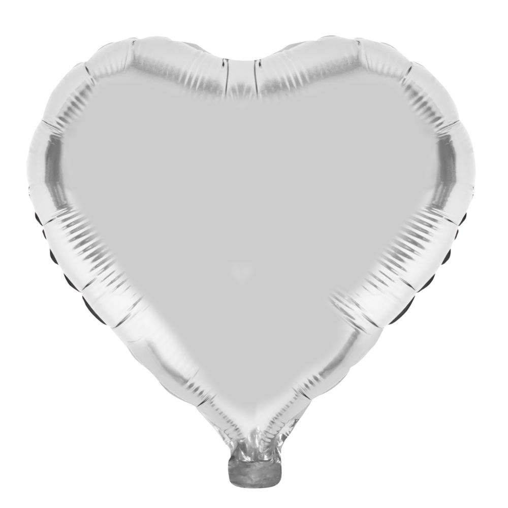 Visiodirect - Lot de 12 Ballons unis métallisés décor cœur coloris Argent - H 36 Cm - Objets déco