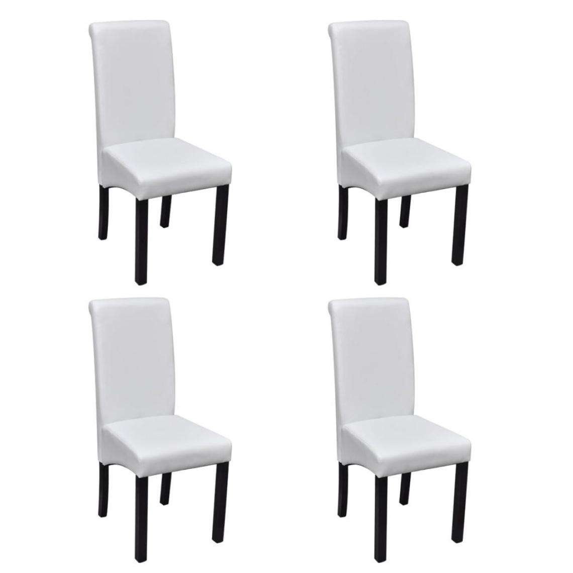 Chunhelife - Chaises de salle à manger 4 pcs Blanc Similicuir - Chaises