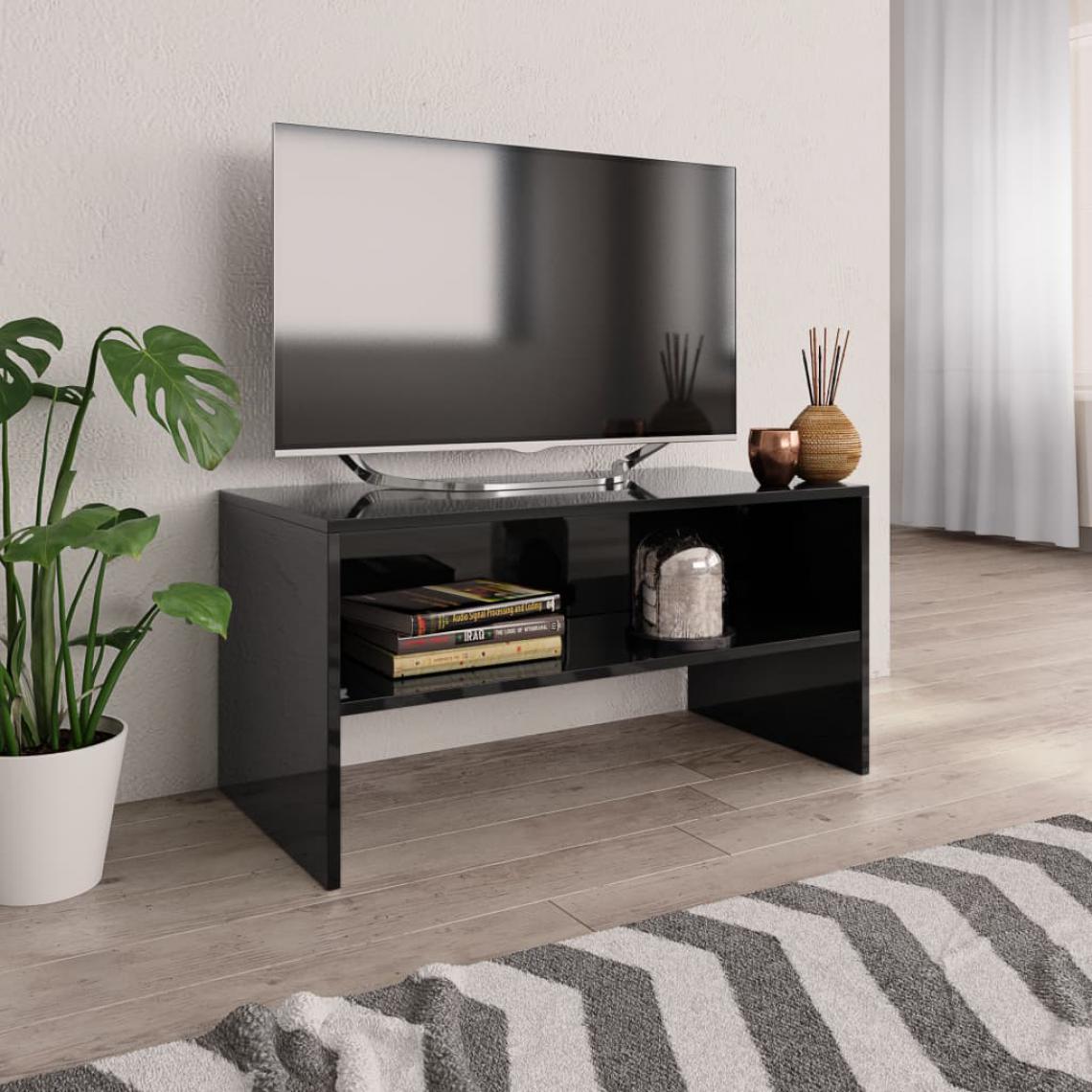 Chunhelife - Meuble TV Noir brillant 80 x 40 x 40 cm Aggloméré - Meubles TV, Hi-Fi