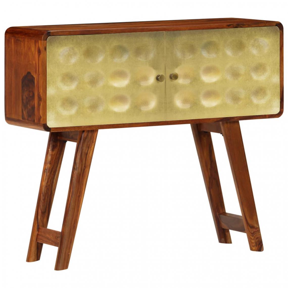 Helloshop26 - Buffet bahut armoire console meuble de rangement bois de sesham solide imprimé doré 90 cm 4402271 - Consoles
