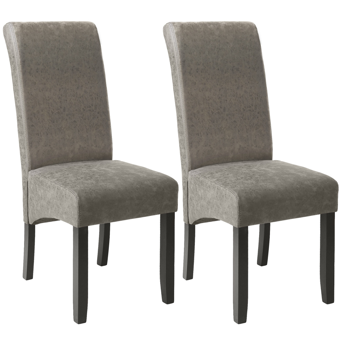 Tectake - Lot de 2 chaises aspect cuir - gris marbré - Chaises