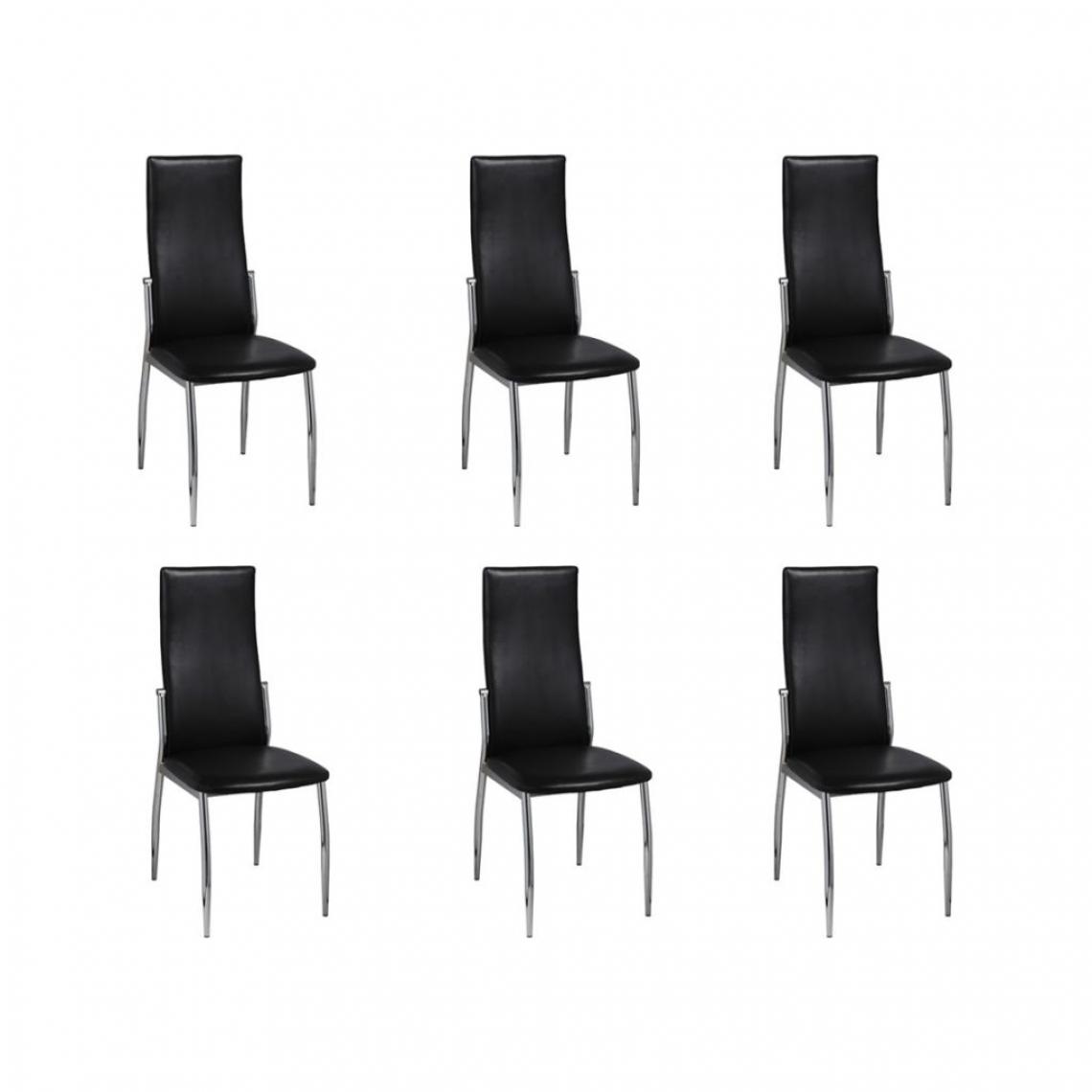 Chunhelife - Chaises de salle à manger 6 pcs Noir Similicuir - Chaises