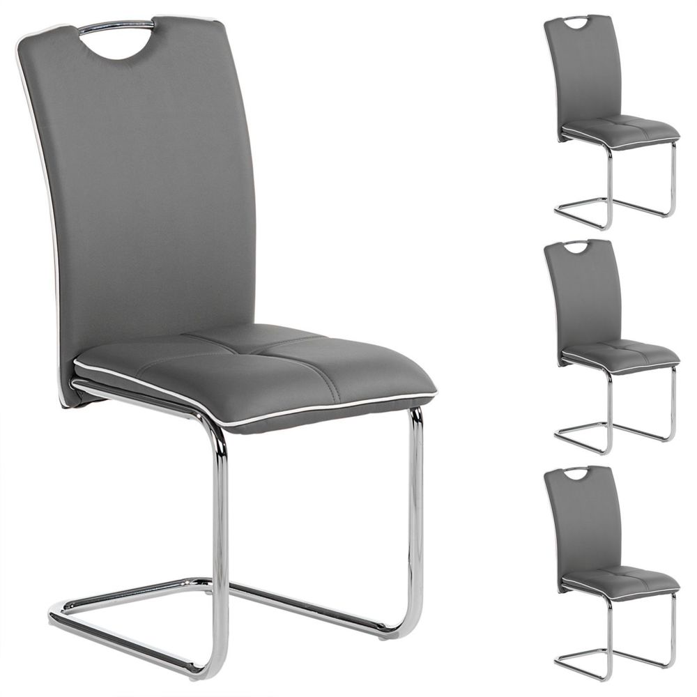 Idimex - Lot de 4 chaises ELEONORA, en synthétique gris - Chaises