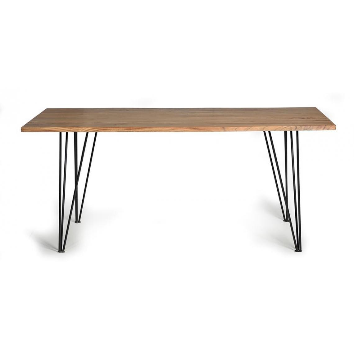 Pegane - Table à manger en bois d'acacia et métal coloris naturel / pieds noir - longueur 180 x profondeur 90 x hauteur 76 cm - Tables à manger