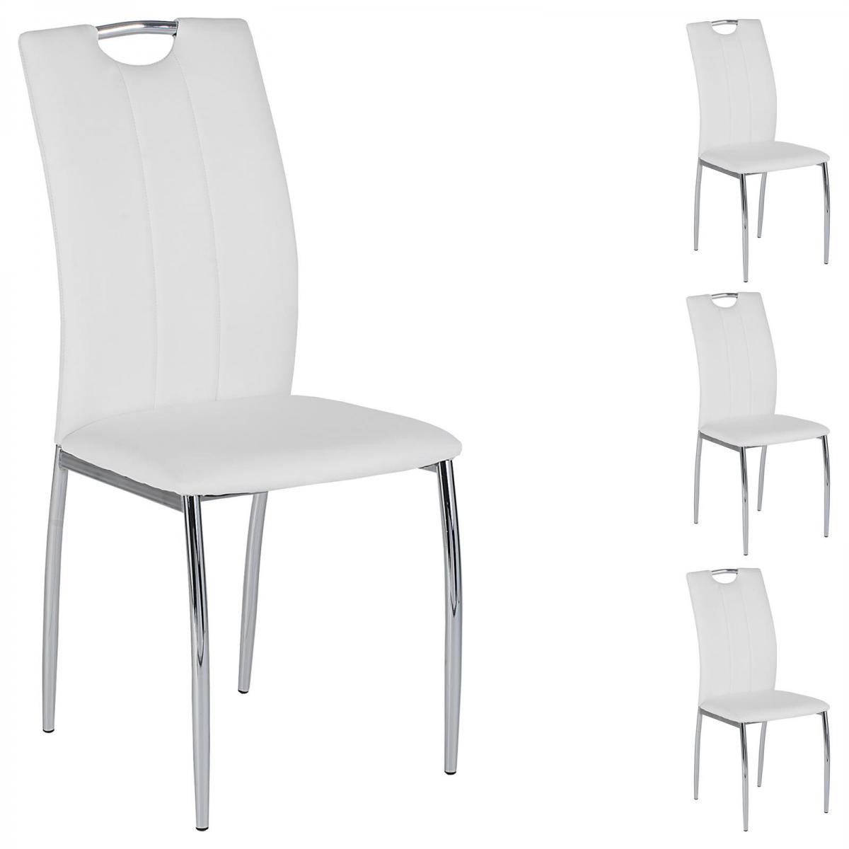 Idimex - Lot de 4 chaises APOLLO, en synthétique blanc - Chaises
