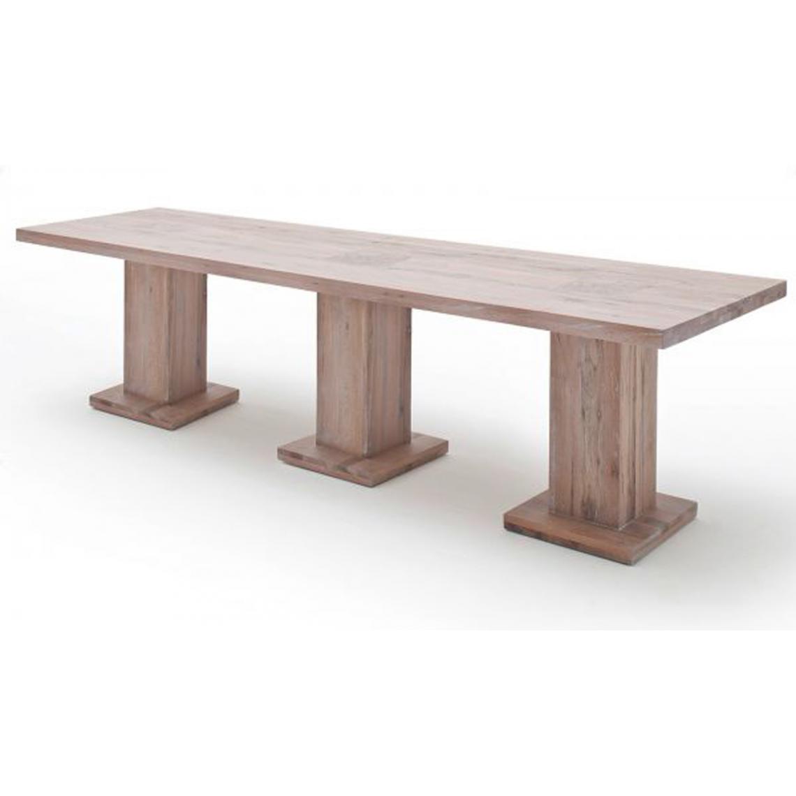 Pegane - Table à manger en chêne chaulé, laqué mat massif - L.300 x H.76 x P.120 cm -PEGANE- - Tables à manger