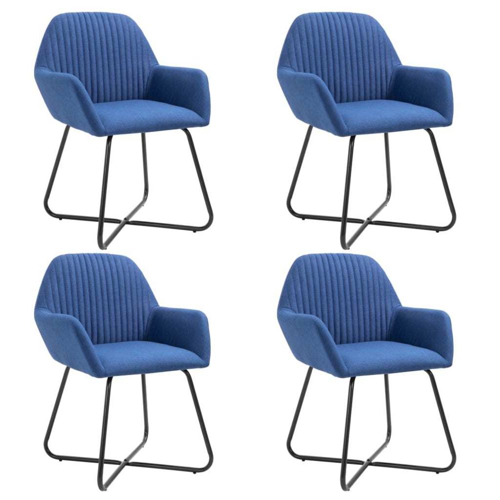marque generique - Magnifique Fauteuils et chaises collection Budapest Chaises de salle à manger 4 pcs Bleu Tissu - Chaises