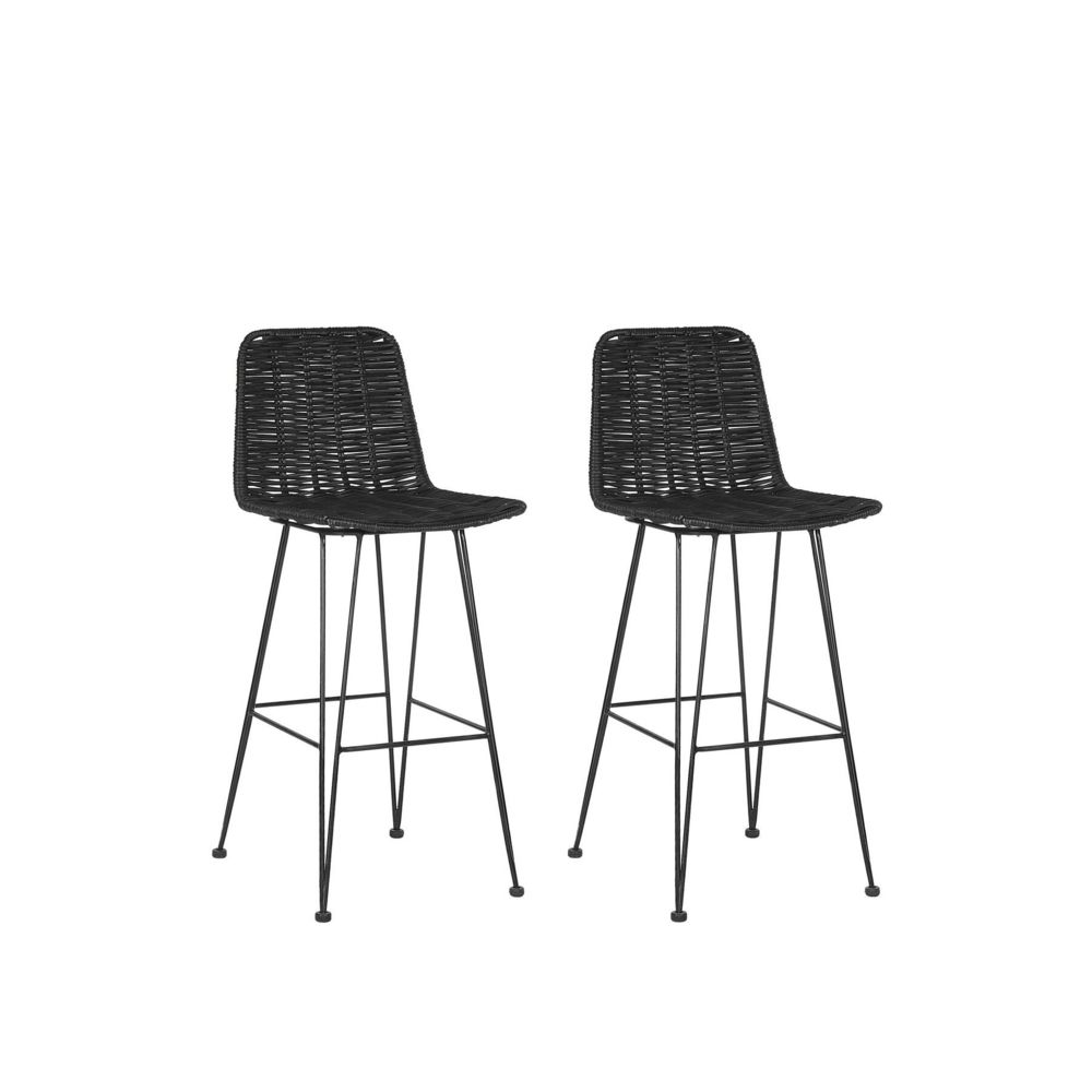 Beliani - Beliani Lot de 2 chaises de bar en rotin noir CASSITA - noir - Chaises