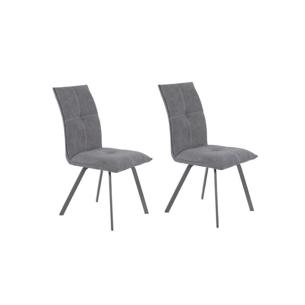 Meubletmoi - Lot de 2 chaises en tissu gris avec piètement en métal - ARIA - Chaises