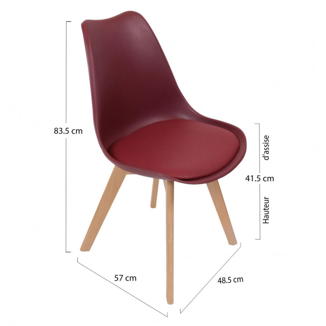 Ac-Deco - Chaise scandinave avec coque rembourrée - Rouge - Chaises