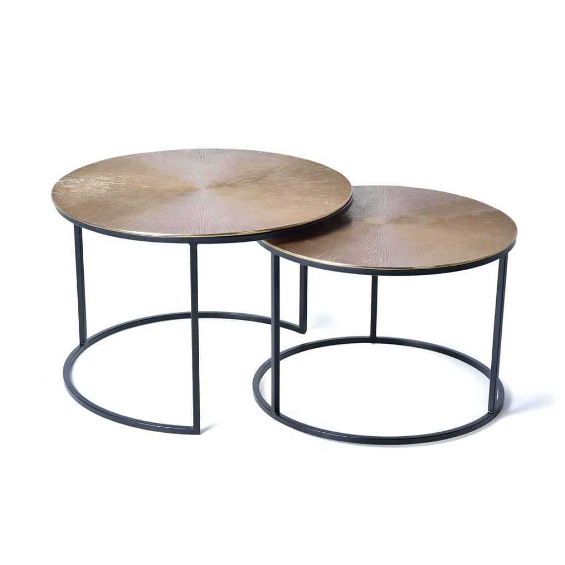 Pegane - Set de 2 tables basses en fer / bronze coloris noir - Tables basses