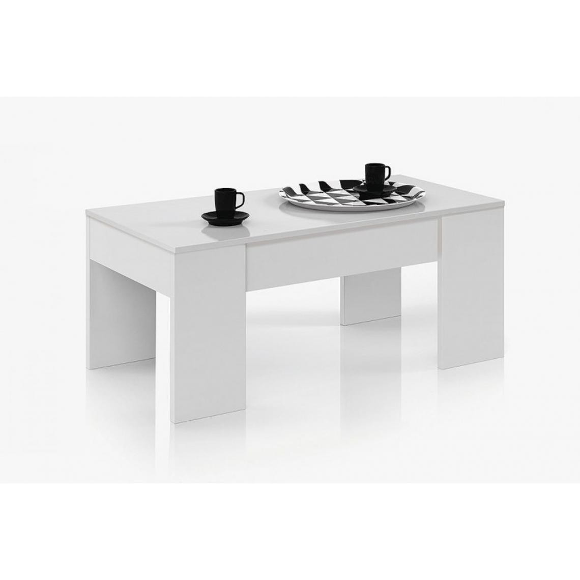 Pegane - Table Basse modulable coloris blanc artic - 45 x 100 x 50 cm - Tables basses