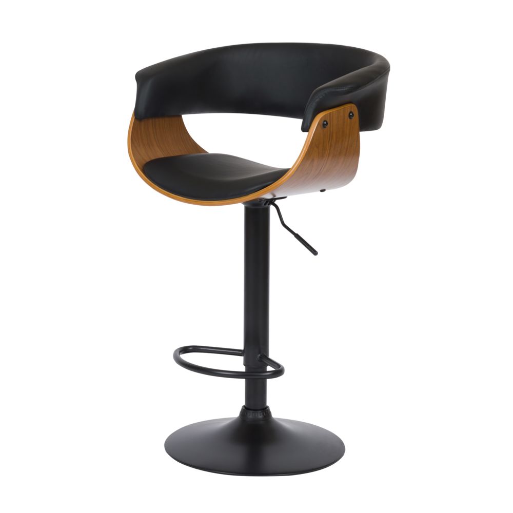 Rendez Vous Deco - Chaise de bar noire Basile avec accoudoirs 55.5/81 cm - Tabourets