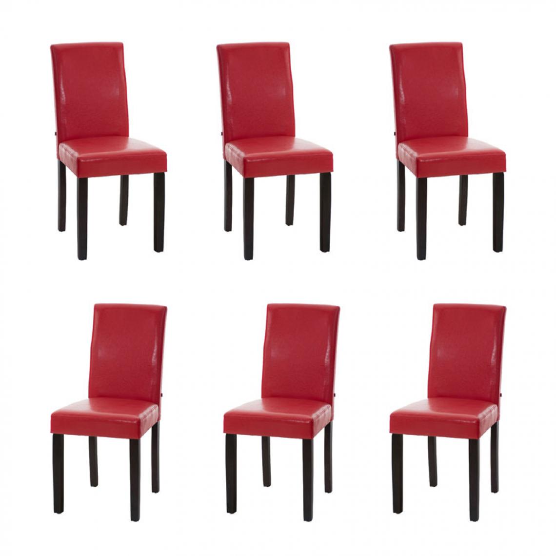 Icaverne - Joli Lot de 6 chaises de salle à manger reference Rabat marron foncé couleur rouge - Chaises