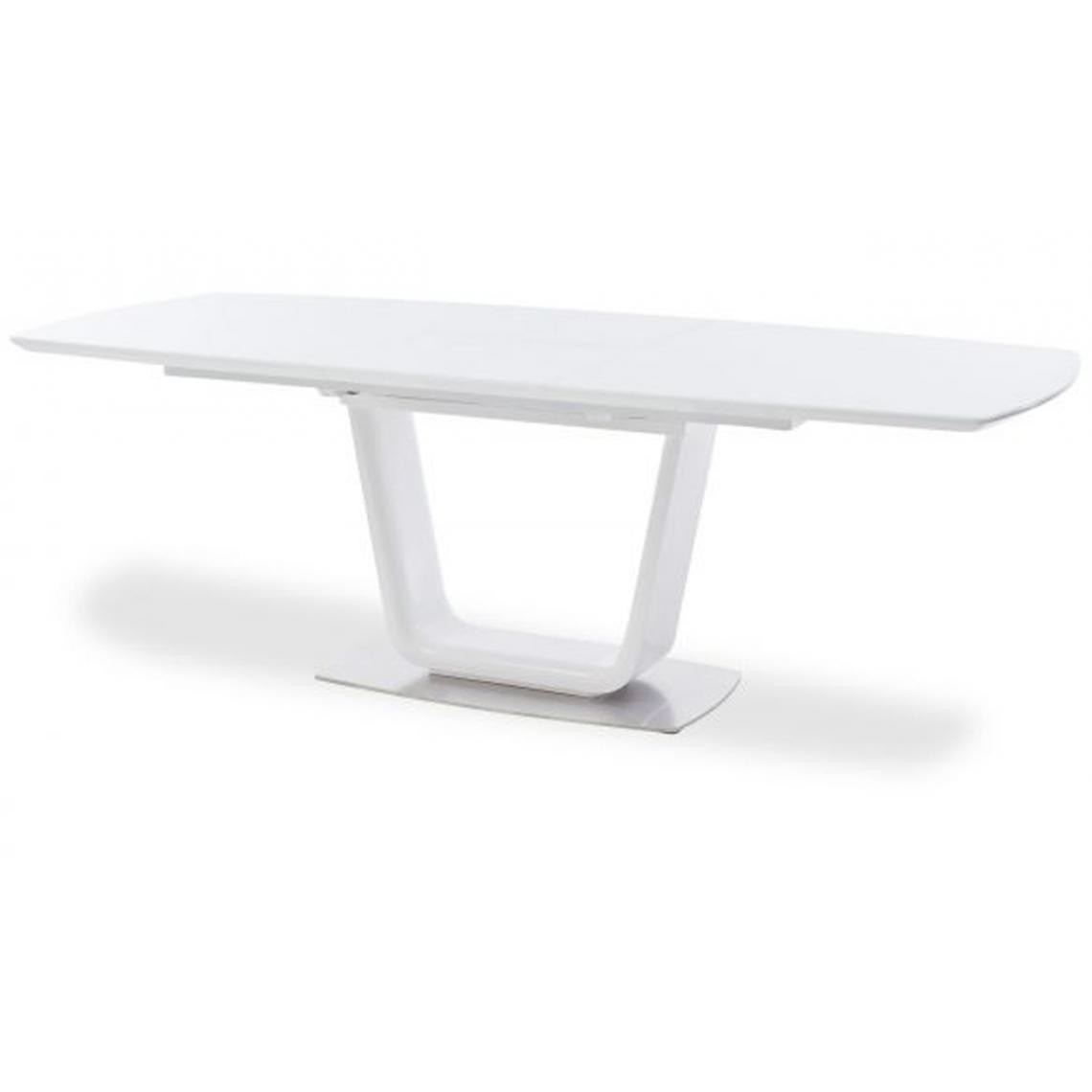 Pegane - Table à manger extensible rectangulaire laqué blanc mat - 180-230 x 76 x 95 cm - Tables à manger