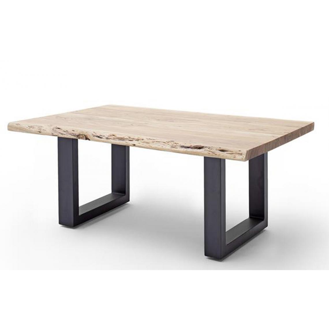 Pegane - Table basse en bois d'acacia massif naturel et métal anthracite - L.110 x H.45 x P.70 cm - Tables basses