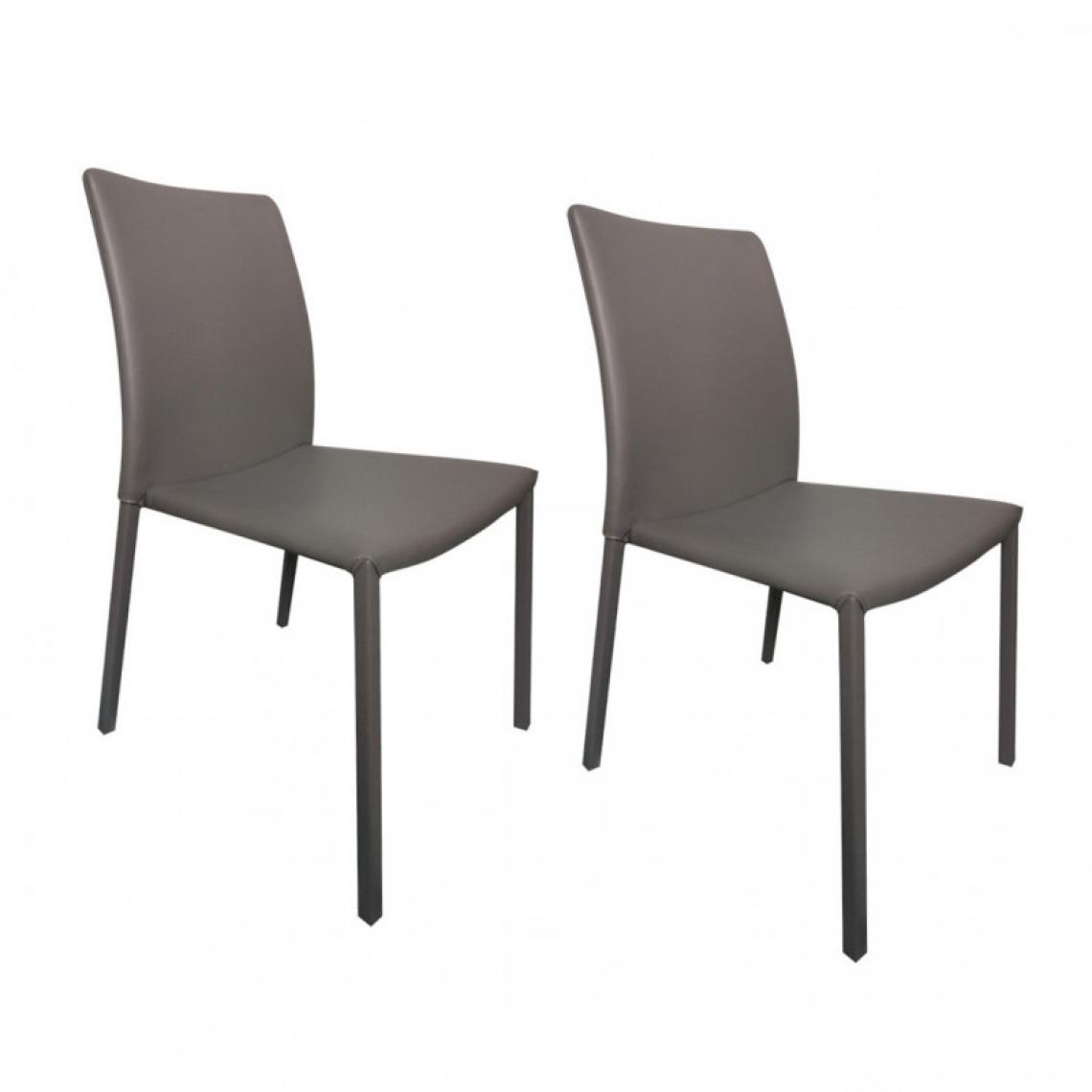 Meubletmoi - Lot de 2 chaises grises en simili empilables - LUFY - Chaises