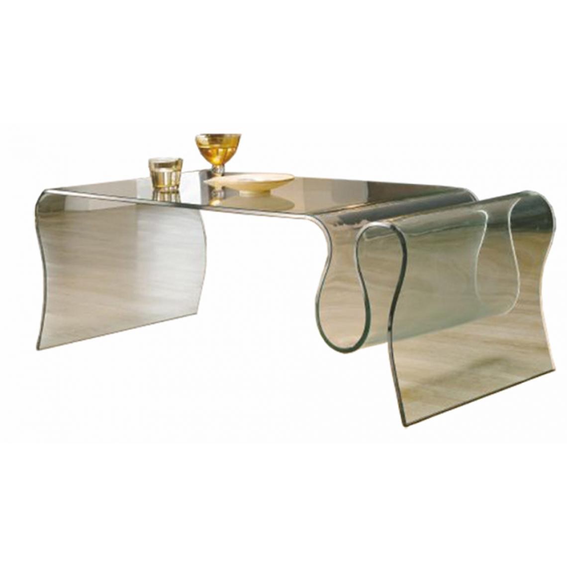 Pegane - Table basse porte revues en verre, L.123 X P.60 X Ht.43 cm - Tables basses