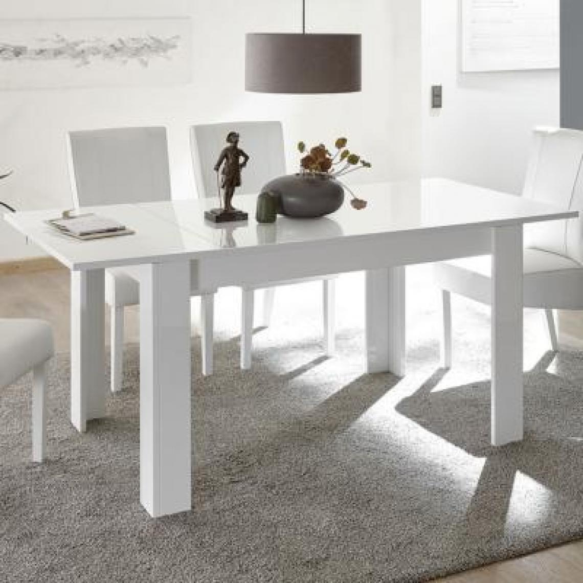 Nouvomeuble - Table à manger extensible 140 cm design blanche AMBRE - Tables à manger
