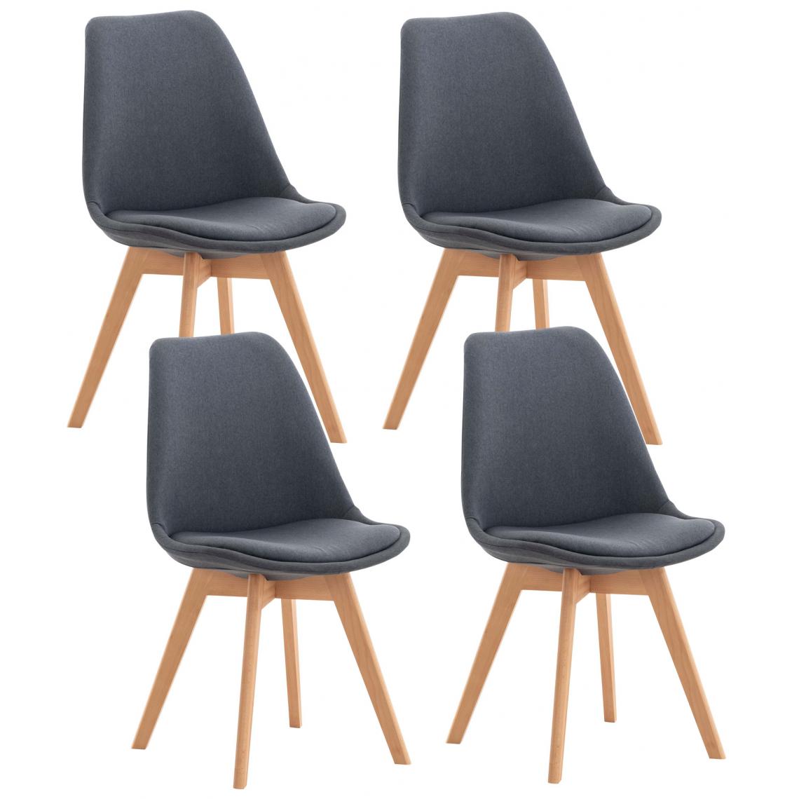 Icaverne - Chic Lot de 4 chaises en tissu famille Oulan-Bator couleur gris foncé - Tabourets