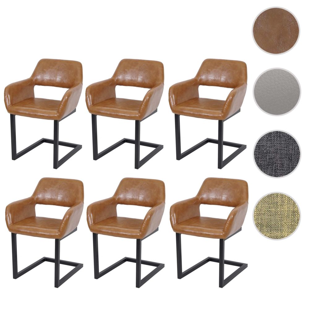 Mendler - 6x chaise de salle à manger HWC-A50 II, rétro ~ simili daim, brun - Chaises