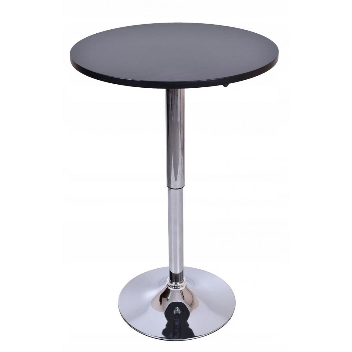 Hucoco - SAMBA - Table haute bar/cuisine moderne en MDF + pied chromé hauteur réglable - Table rond Mange debout bistro cafétéria - Noir - Tables à manger