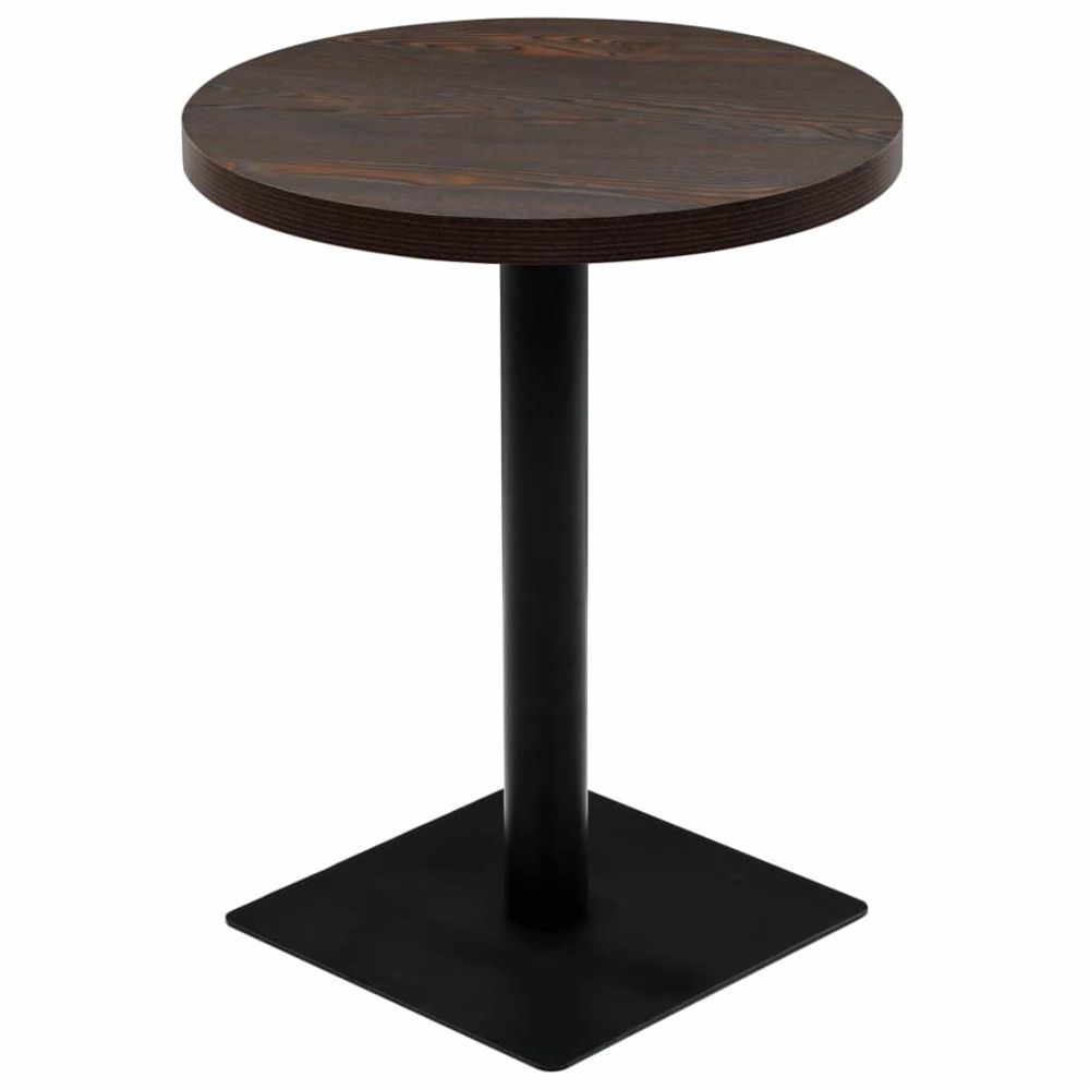 Vidaxl - vidaXL Table de bistro MDF et acier Rond 60 x 75 cm Frêne foncé - Tables à manger
