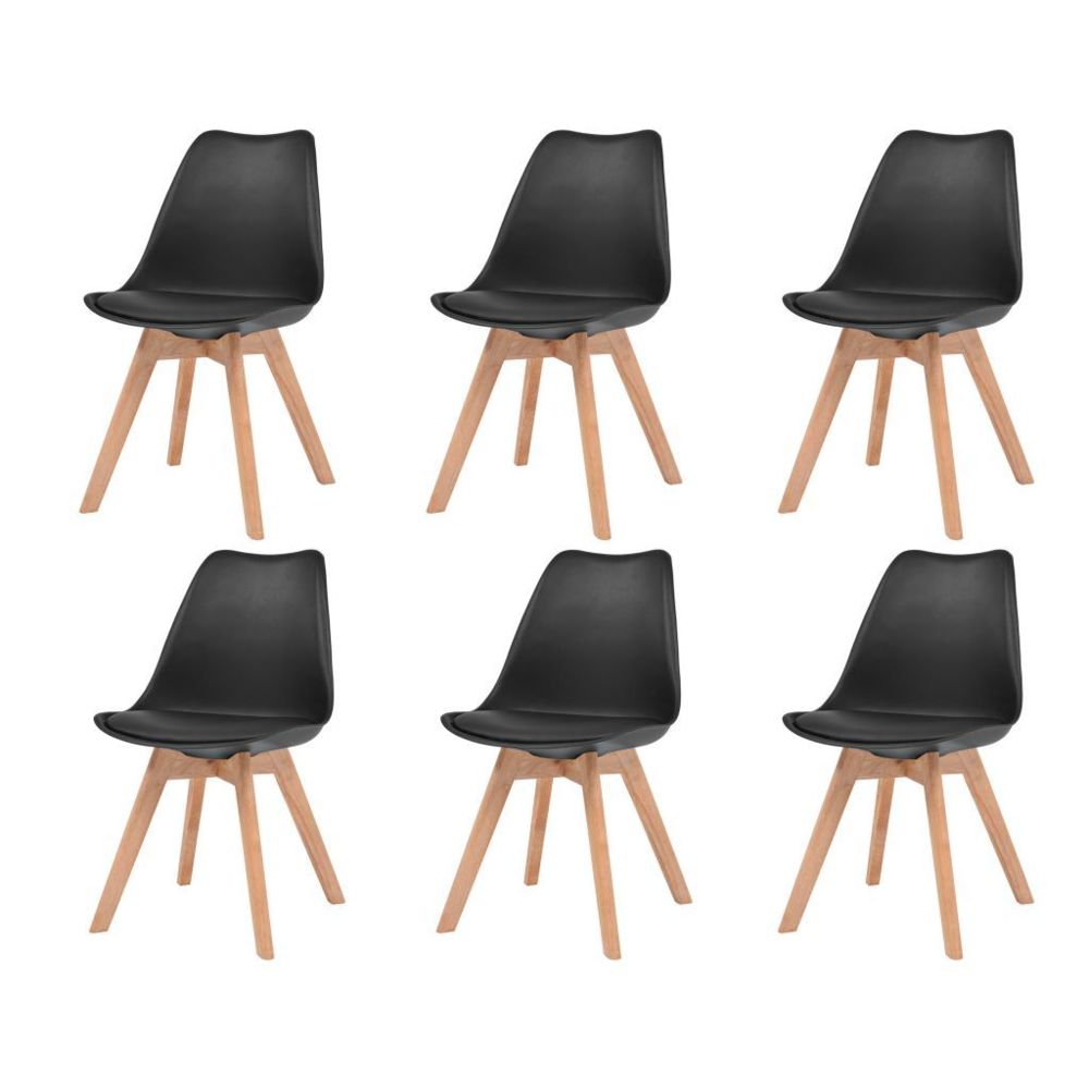 Uco - UCO Chaises de salle à manger 6 pcs Noir Similicuir - Chaises