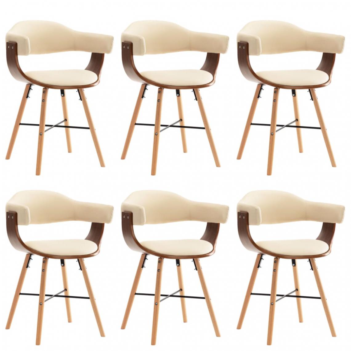 Icaverne - Distingué Fauteuils et chaises gamme Tbilissi Chaises de salle à manger 6 pcs Crème Similicuir et bois courbé - Chaises