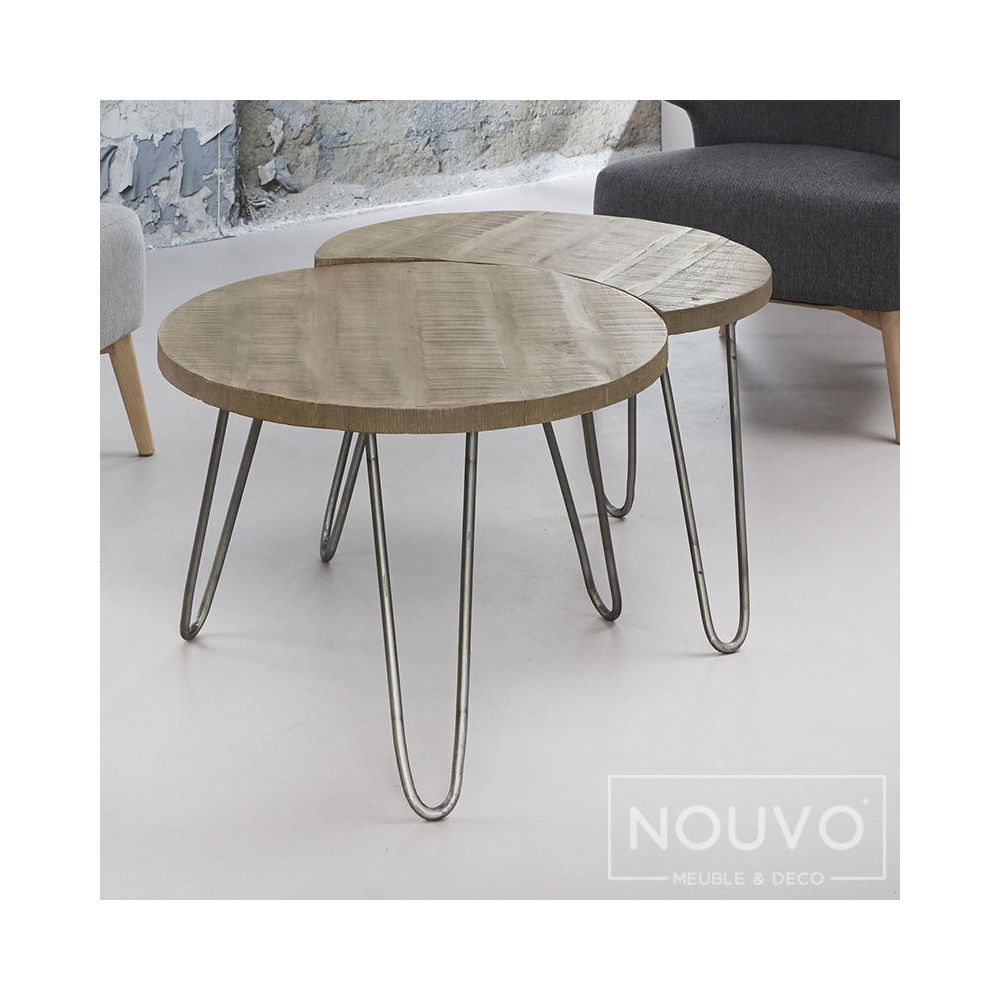 Nouvomeuble - Petite table basse ronde couleur bois RAEN 2 - Tables basses