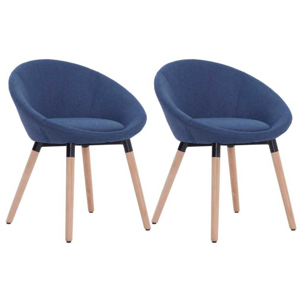 marque generique - Icaverne - Chaises de cuisine ligne 2 pcs Chaises de salle à manger Bleu Tissu - Chaises
