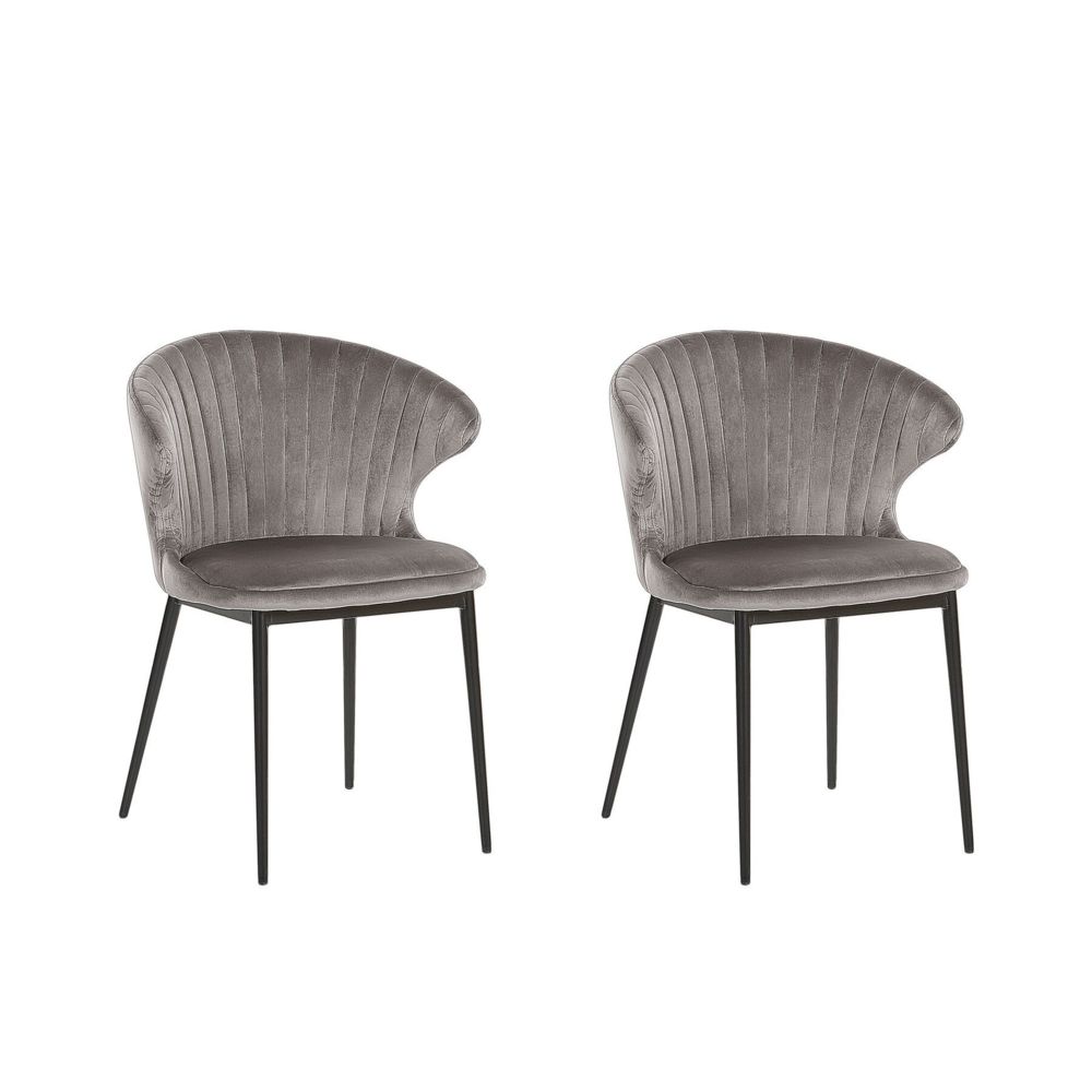 Beliani - Beliani Lot de 2 chaises en velours gris AUGUSTA - bleu - Chaises