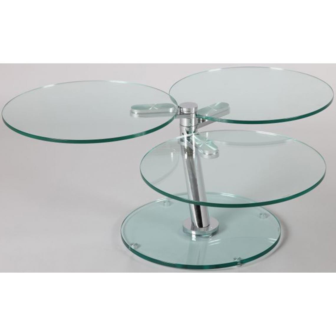 Pegane - Table basse verre ronde articulée, L750 à 1180 x P550 x H430 mm - Tables basses