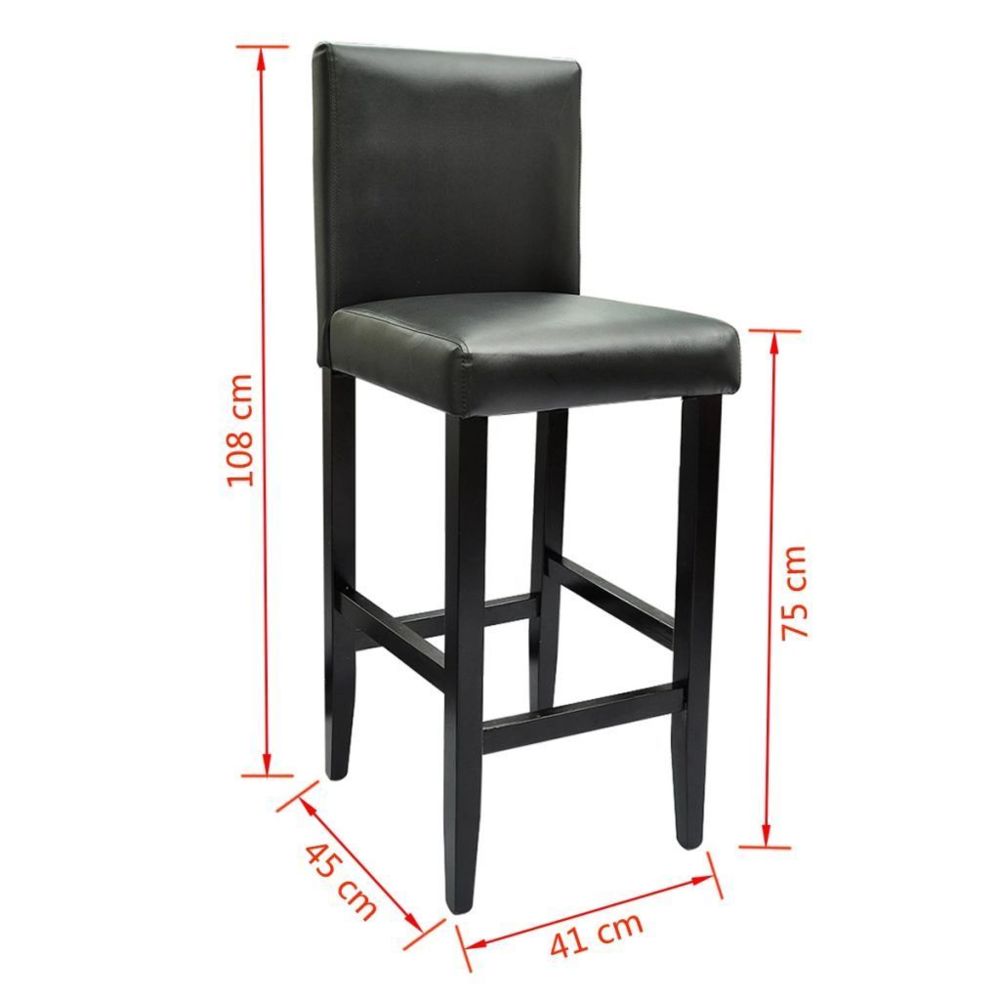 Helloshop26 - Lot de quatre tabourets de bar design chaise siège cuir artificiel noir 1202063 - Tabourets