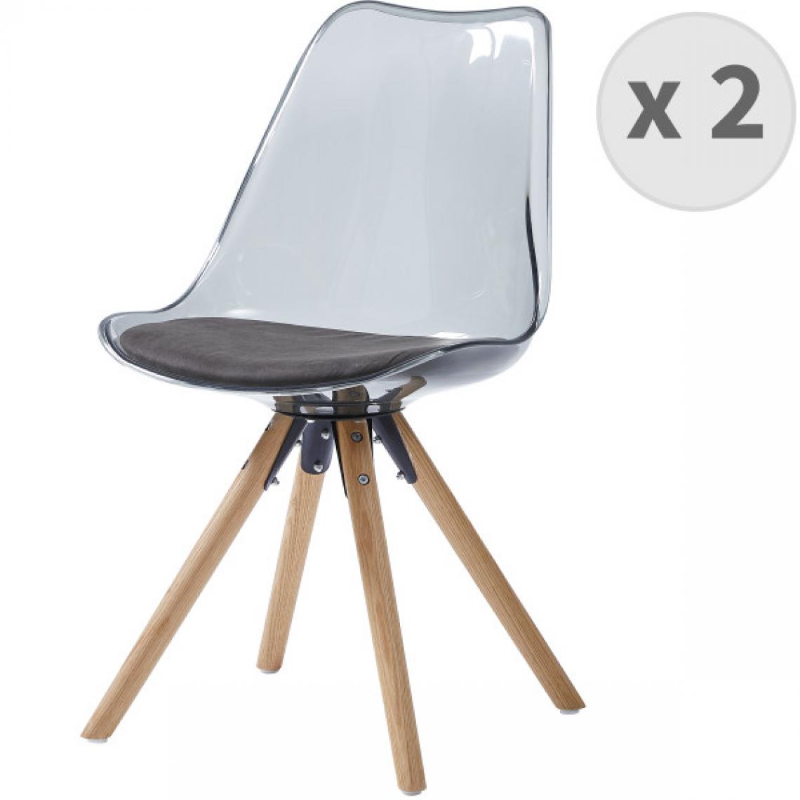 Moloo - ICE-Chaise design polycarbonate smoke pieds chêne (x2) - Chaises