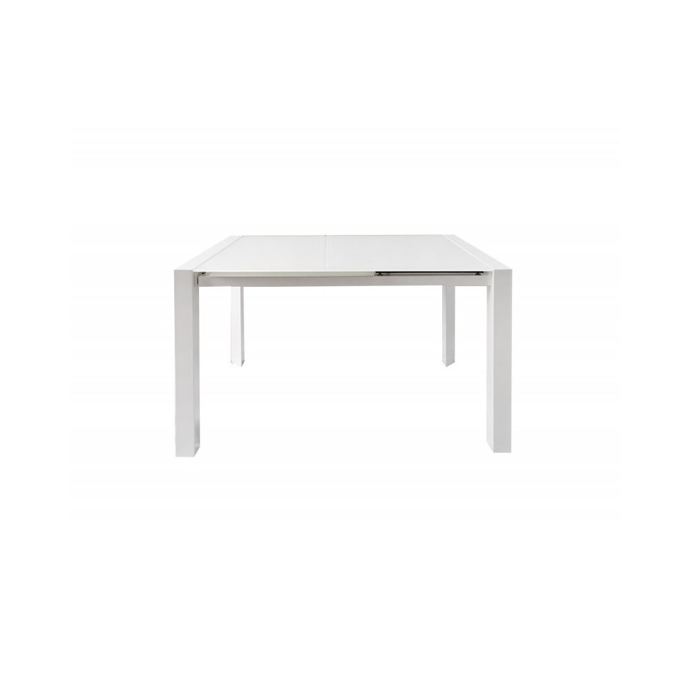 Meubletmoi - Table extensible 120 à 180 cm plateau verre blanc - LUCIOLE - Tables à manger