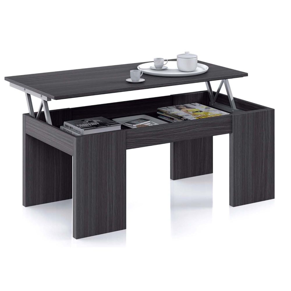 Pegane - Table Basse à Plateau Relevable coloris gris cendre - Dim : 100 x 50 x 42 cm -PEGANE- - Tables basses