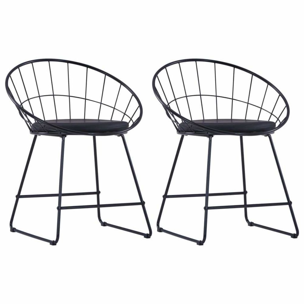 Helloshop26 - Lot de deux chaises de salle à manger siège en similicuir noir acier 1902199 - Chaises
