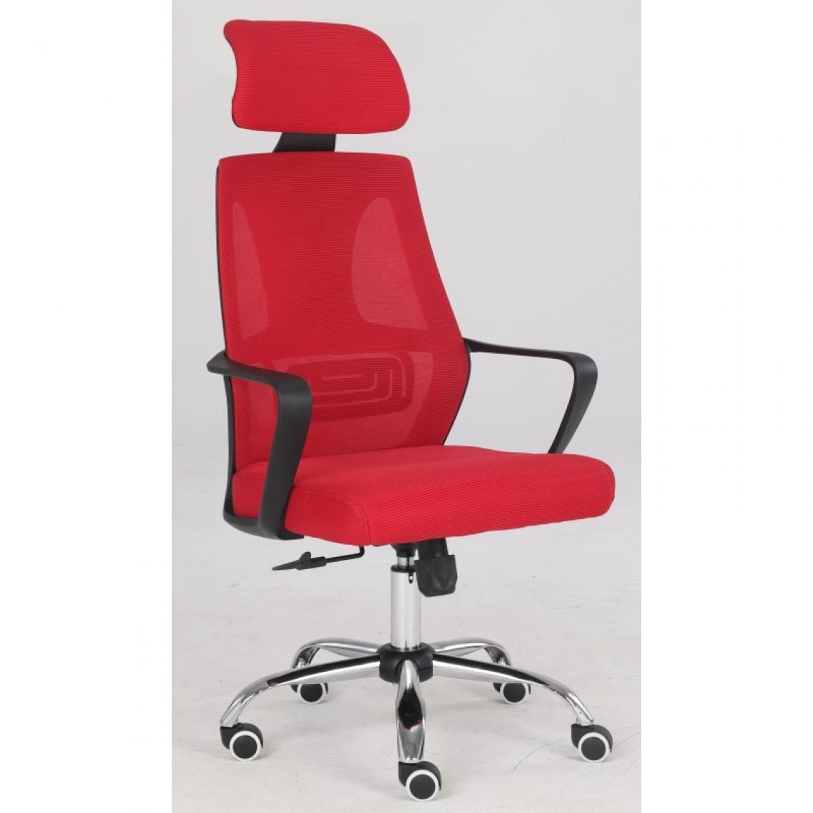 Hucoco - ELIASS - Fauteuil de bureau ergonomique - Hauteur ajustable - Avec accoudoirs - Chaise de bureau télétravail - Rouge - Chaises