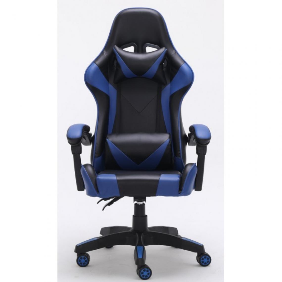Hucoco - KRAFT - Fauteuil gamer style moderne bureau - 66x62x115 - Réglable en hauteur - Chaise de bureu - Bleu - Chaises