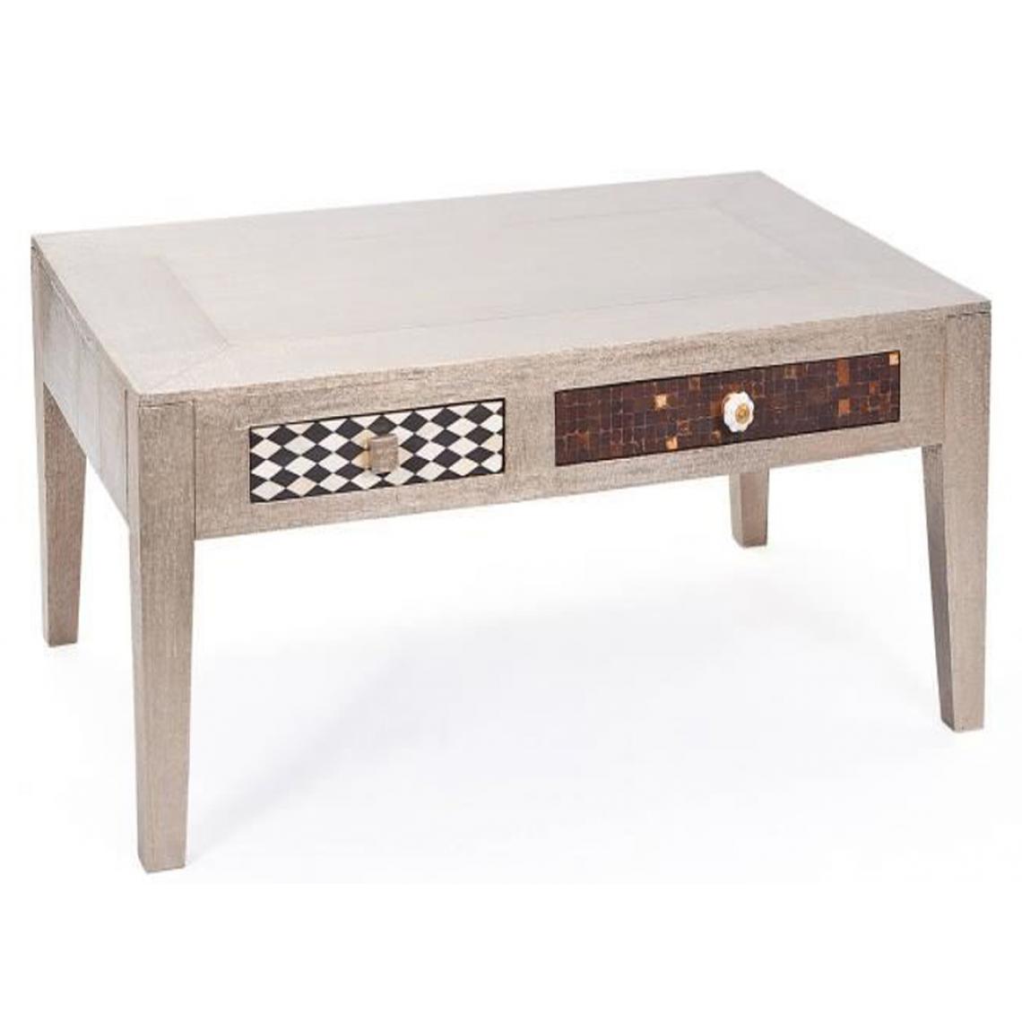 Pegane - Table basse avec 2 tiroirs - Dim : 110 x 70 x 45 cm - Tables basses