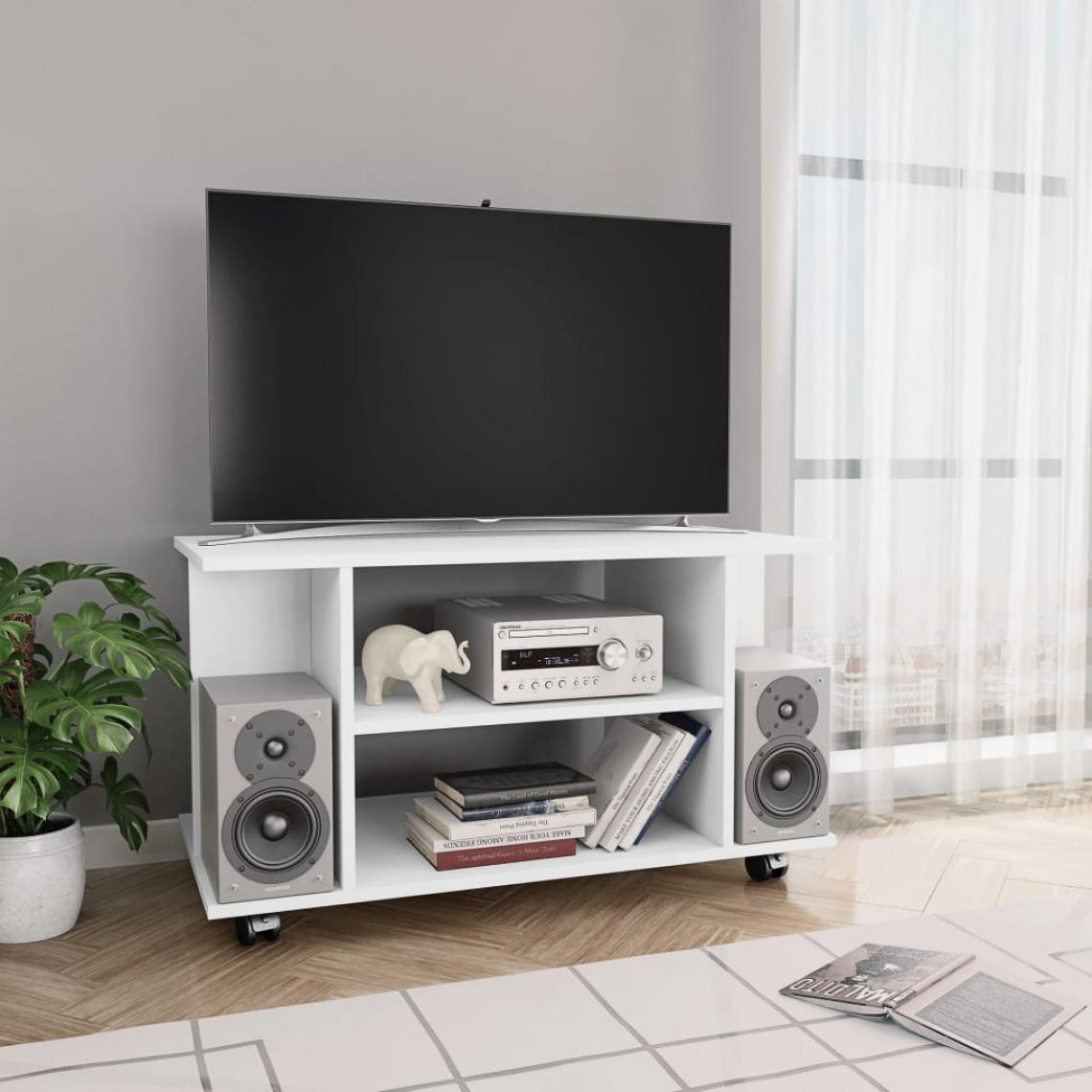 Chunhelife - Meuble TV avec roulettes Blanc 80 x 40 x 40 cm Aggloméré - Meubles TV, Hi-Fi