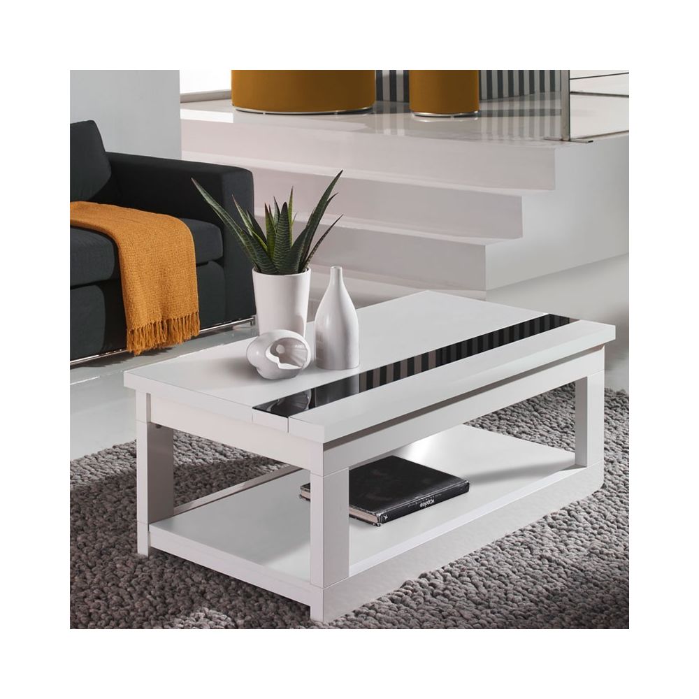 Tousmesmeubles - Table basse relevable blanche - UPTI - Tables basses