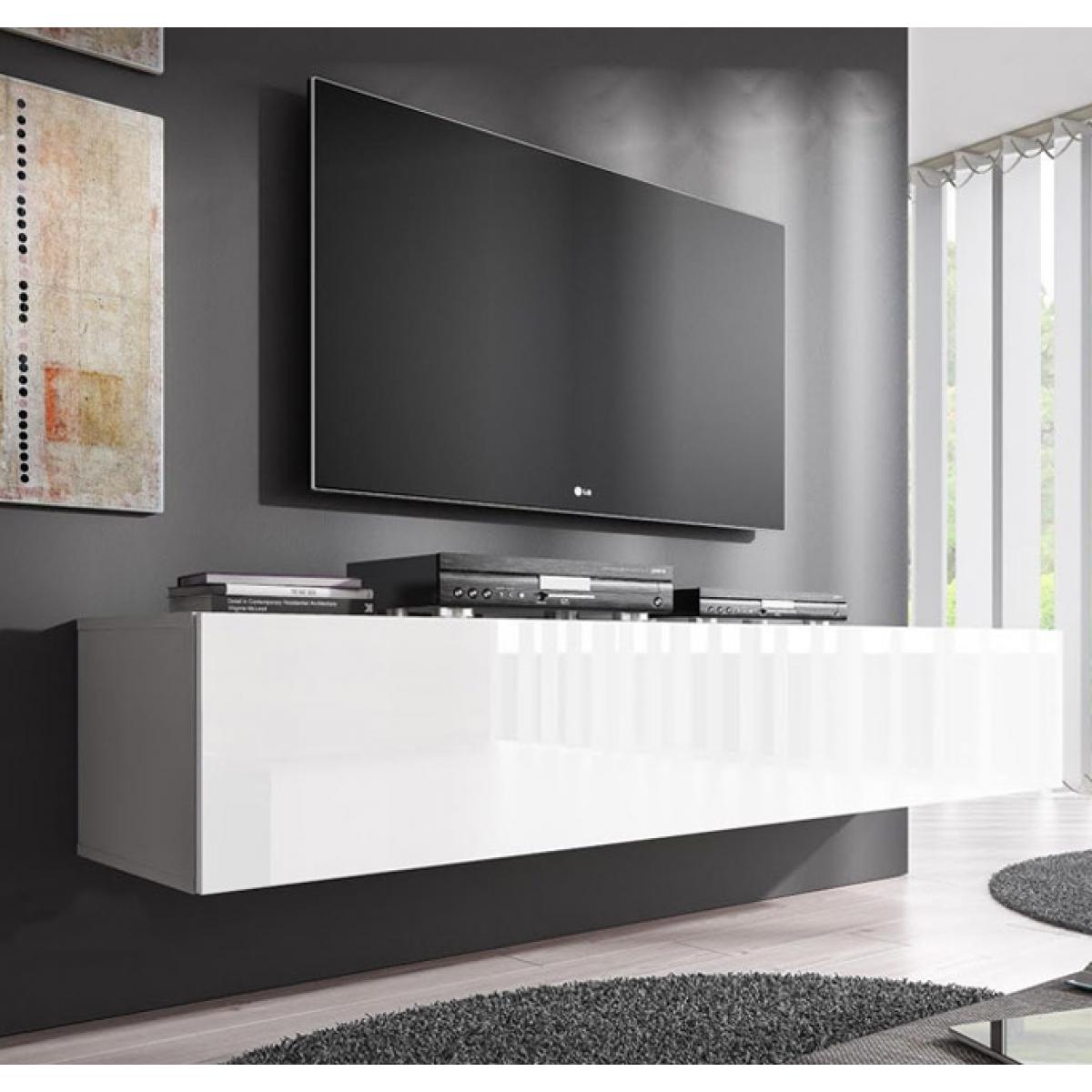 Design Ameublement - Meuble TV modèle Nora H2 (160 cm) blanc - Meubles TV, Hi-Fi