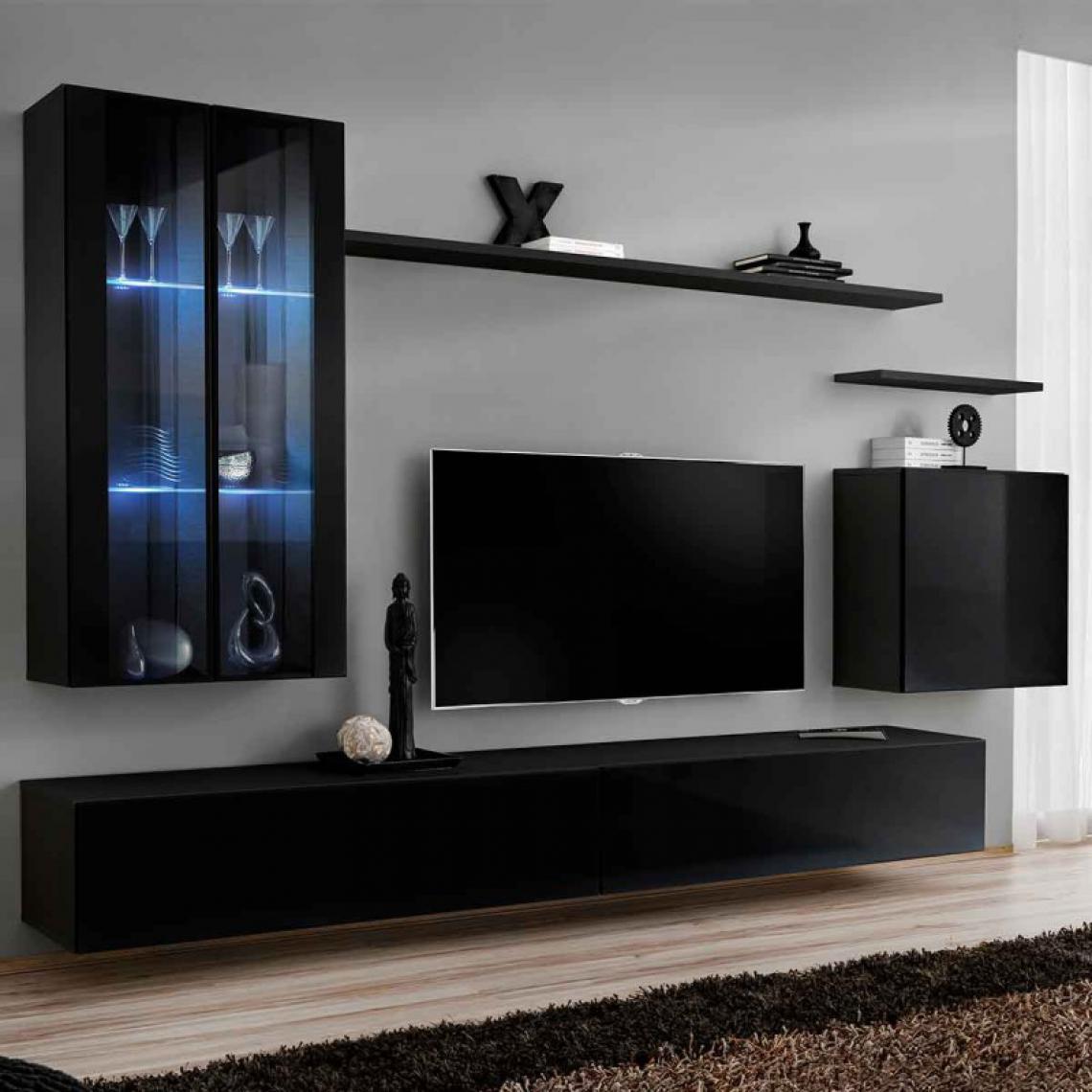 Ac-Deco - Meuble TV Mural Design Switch XII 270cm Noir - Meubles TV, Hi-Fi