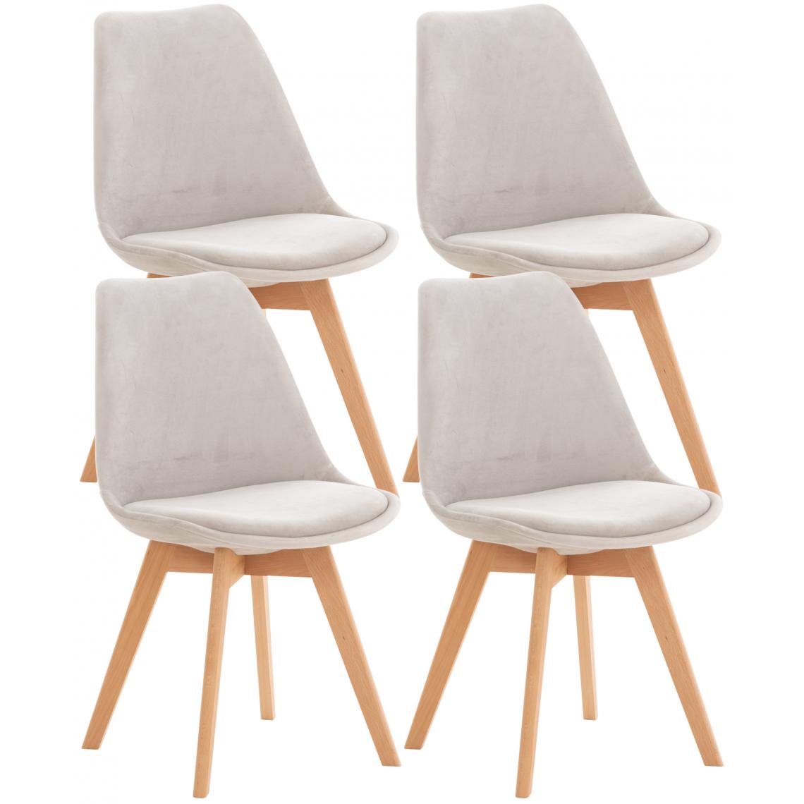 Icaverne - Inedit Lot de 4 chaises serie Oulan-Bator velours couleur gris clair - Tabourets