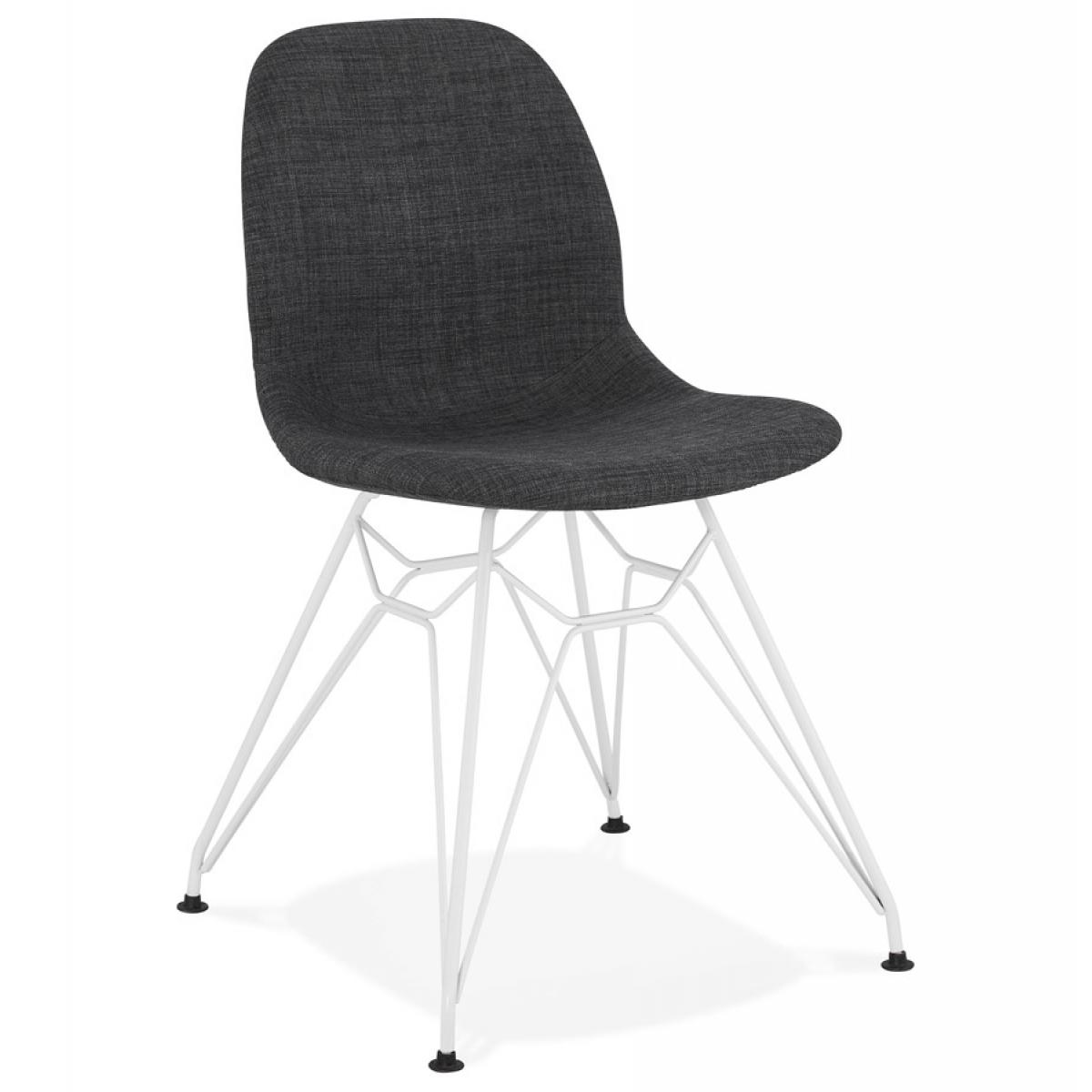 Alterego - Chaise design 'DECLIK' gris foncé avec pieds en métal blanc - Chaises