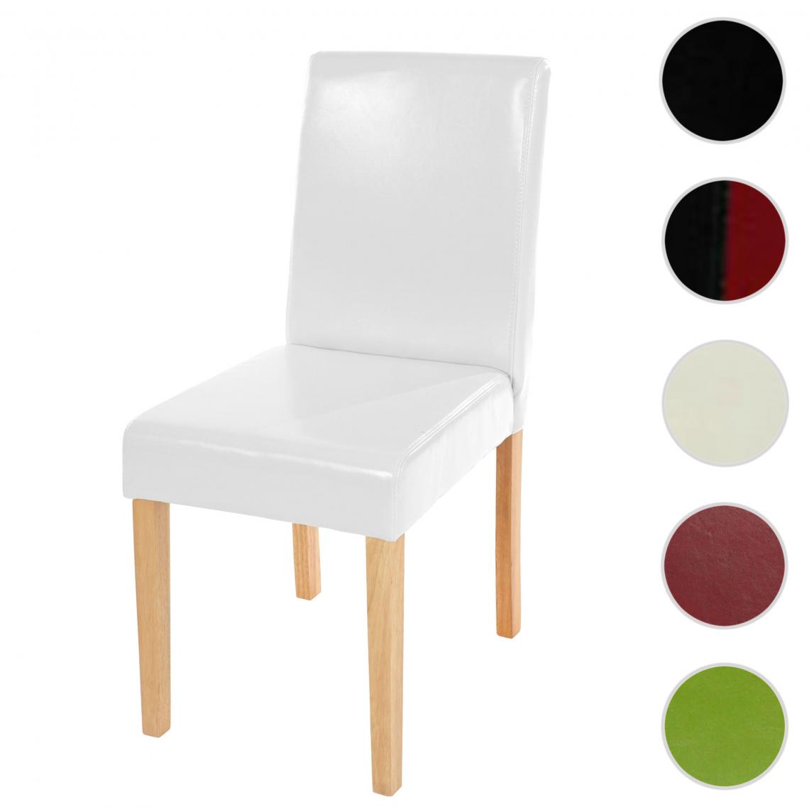 Mendler - Chaise de salle à manger Littau, chaise de cuisine, similicuir ~ blanc, pieds clairs - Chaises
